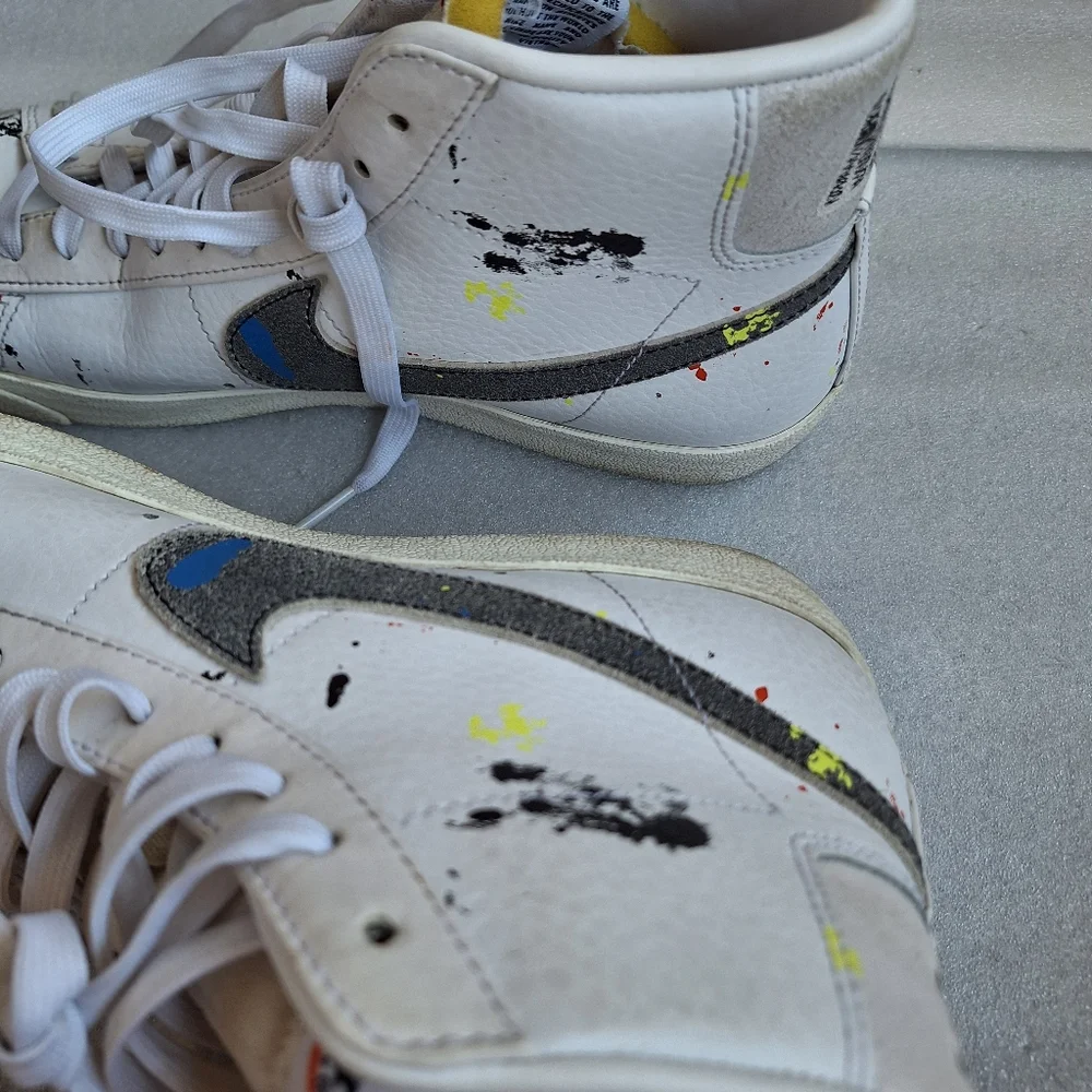 Nike Blazer Mid '77 Paint Splatter White Leather Men's 10.5